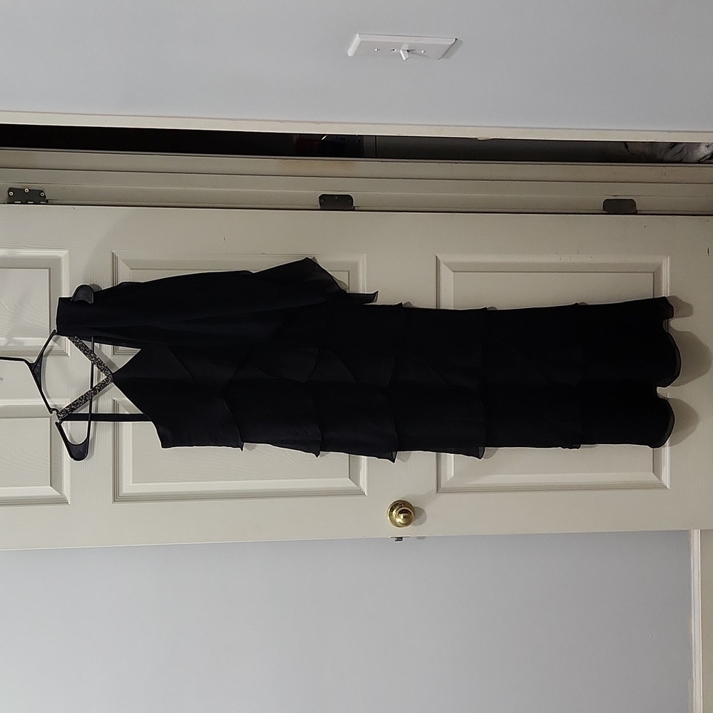 Black evening dress with shawls